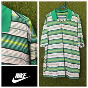 Nike Golf Tour Performance Dri-Fit Striped Polo Stretch Shirt Breathable Size XL